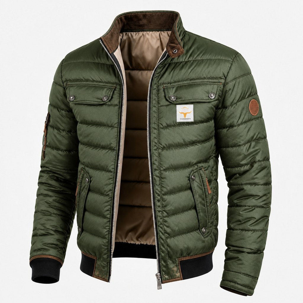 Chaqueta acolchada vintage verde