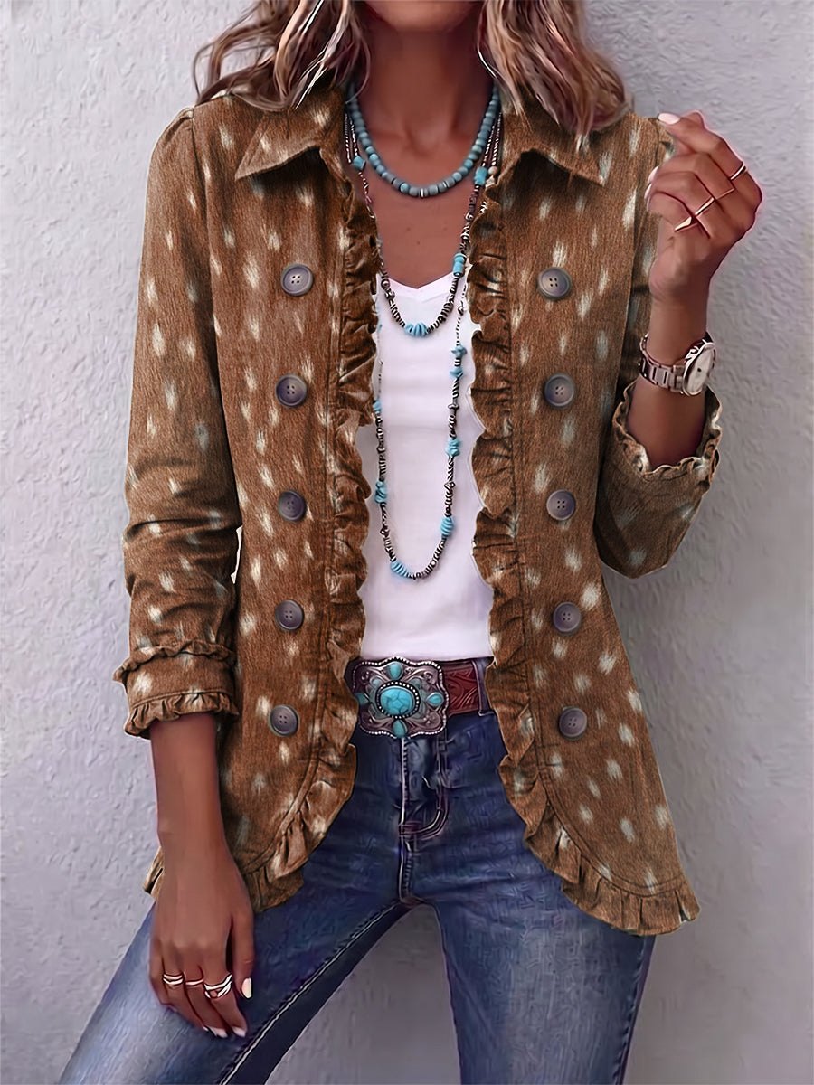 Chaqueta Estampado Animal con Volantes