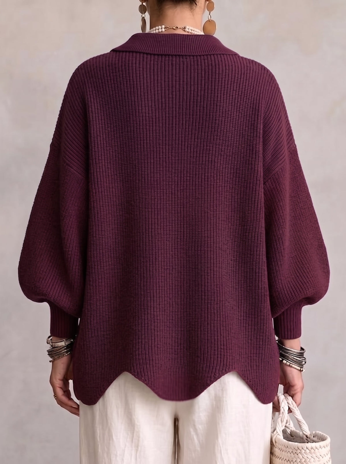 Cárdigan de Punto con Cuello y Botones Metálicos