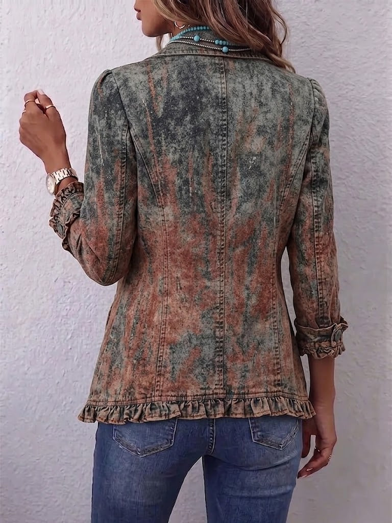 Chaqueta Degradado Texturizado con Volantes