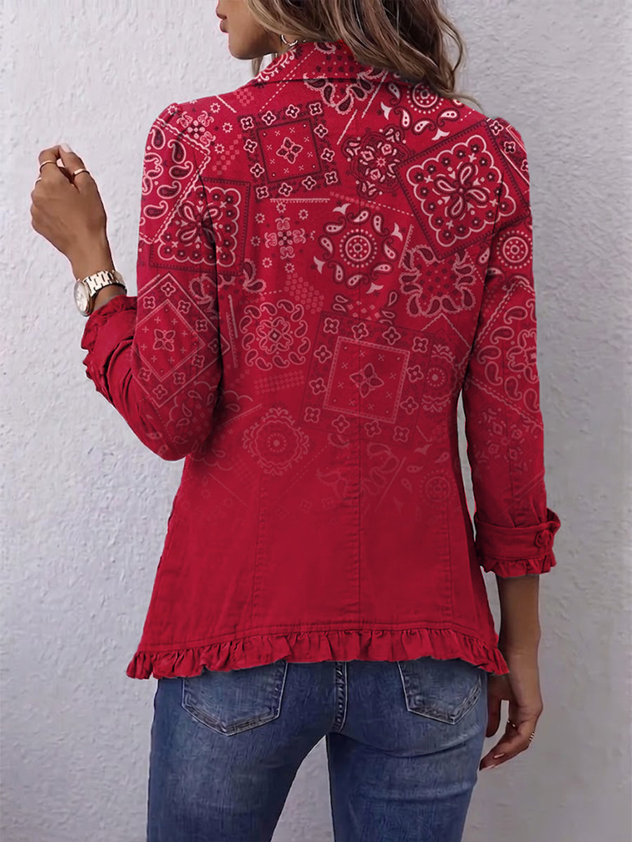 Chaqueta Cachemira Degradado con Volantes