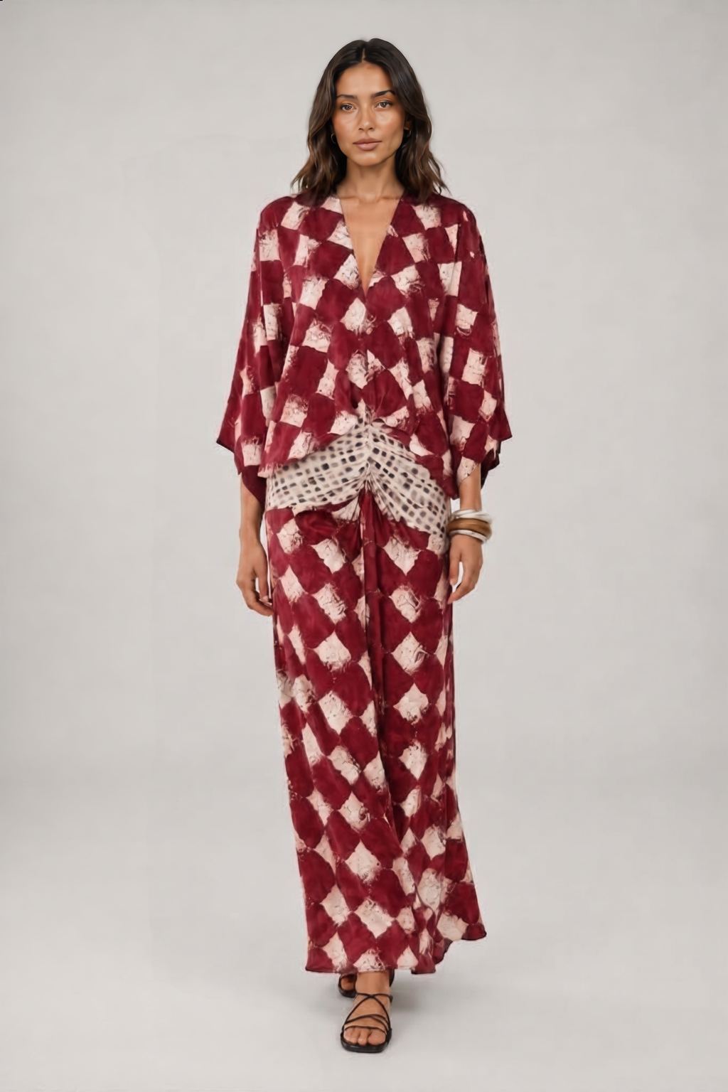 Vestido Maxi Mosaico Mediterráneo · Rojo