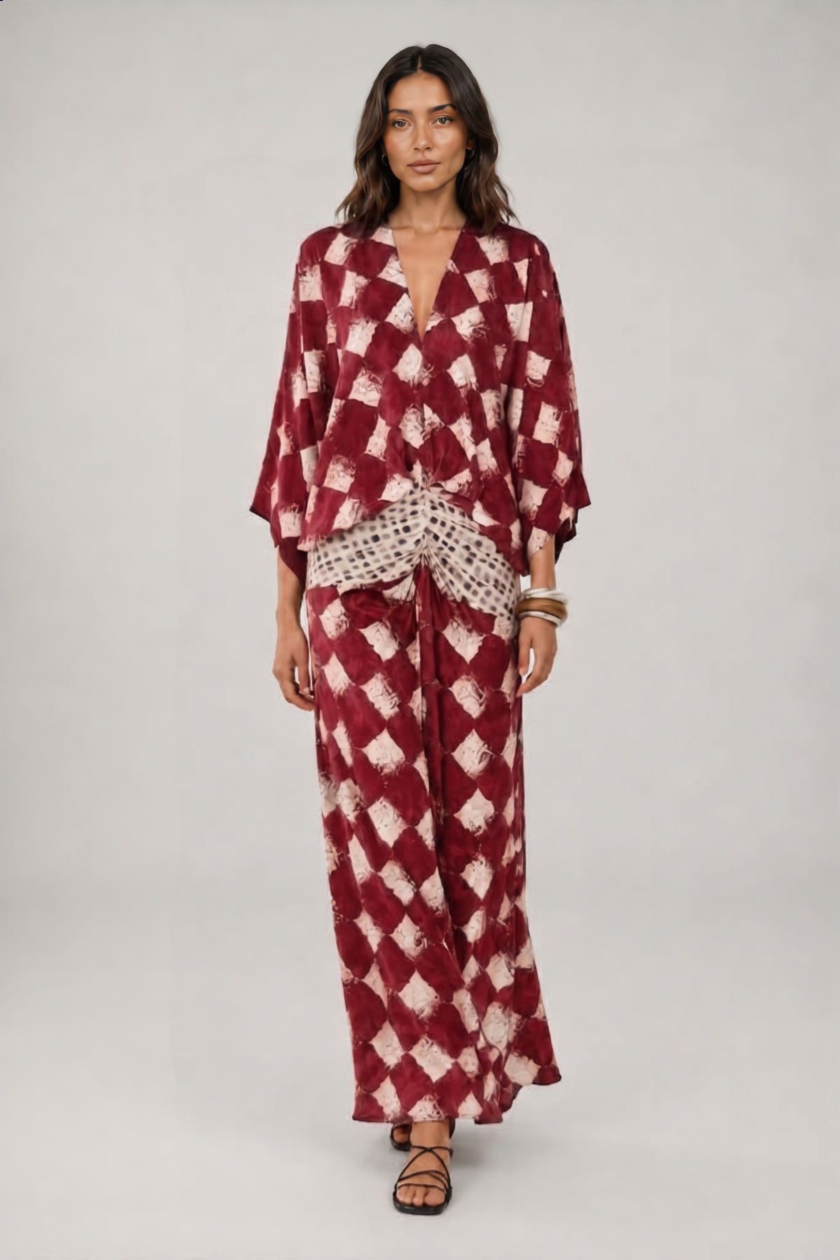 Vestido Maxi Mosaico Mediterráneo · Rojo