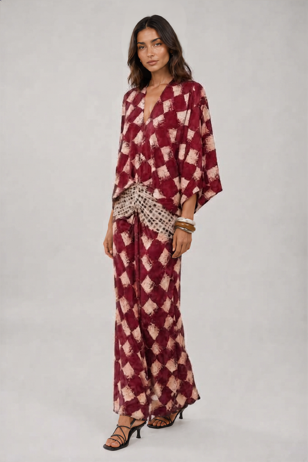 Vestido Maxi Mosaico Mediterráneo · Rojo