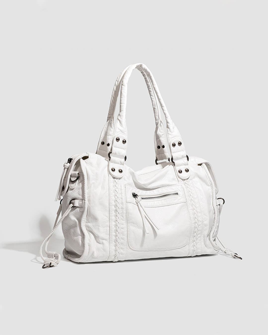 Bolso de Hombro Tejido en Cuero Vegano