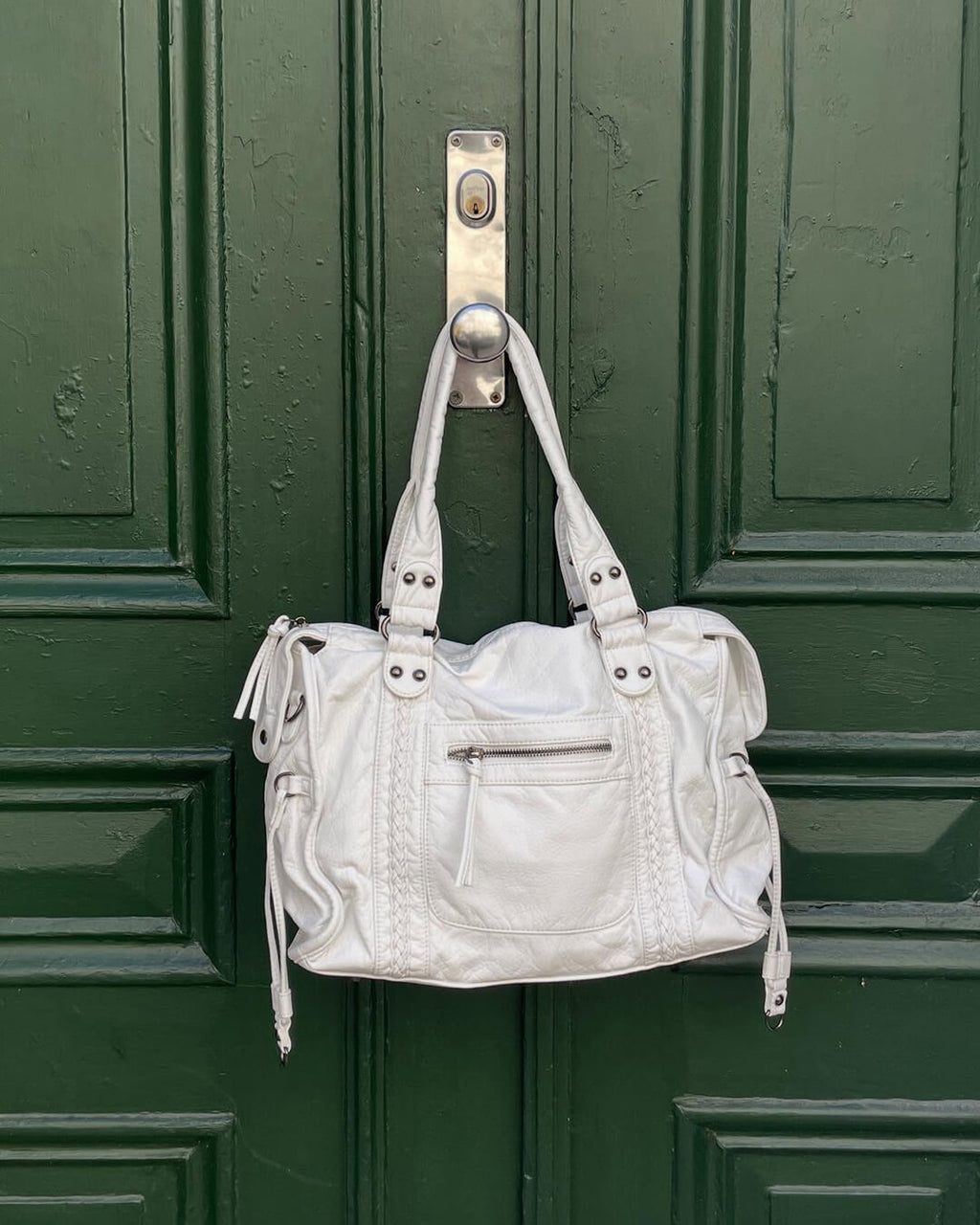 Bolso de Hombro Tejido en Cuero Vegano