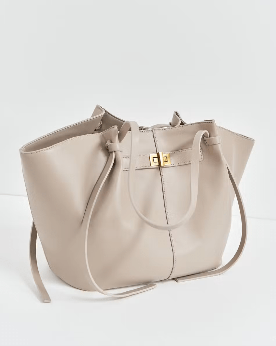Bolso Shopper de Líneas Curvas en Cuero Vegano