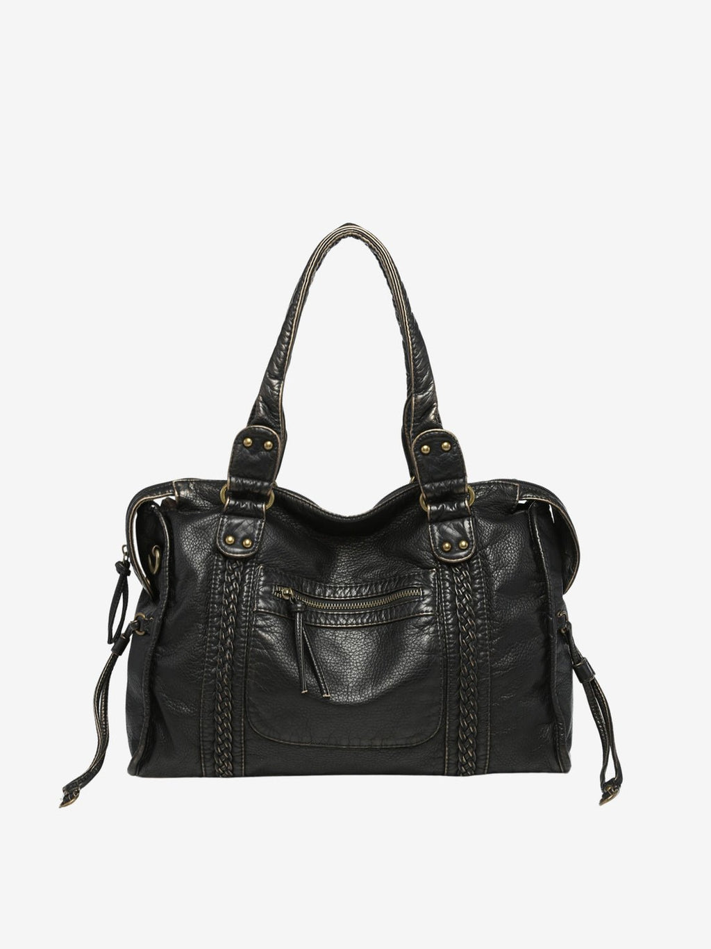 Bolso de Hombro Tejido en Cuero Vegano