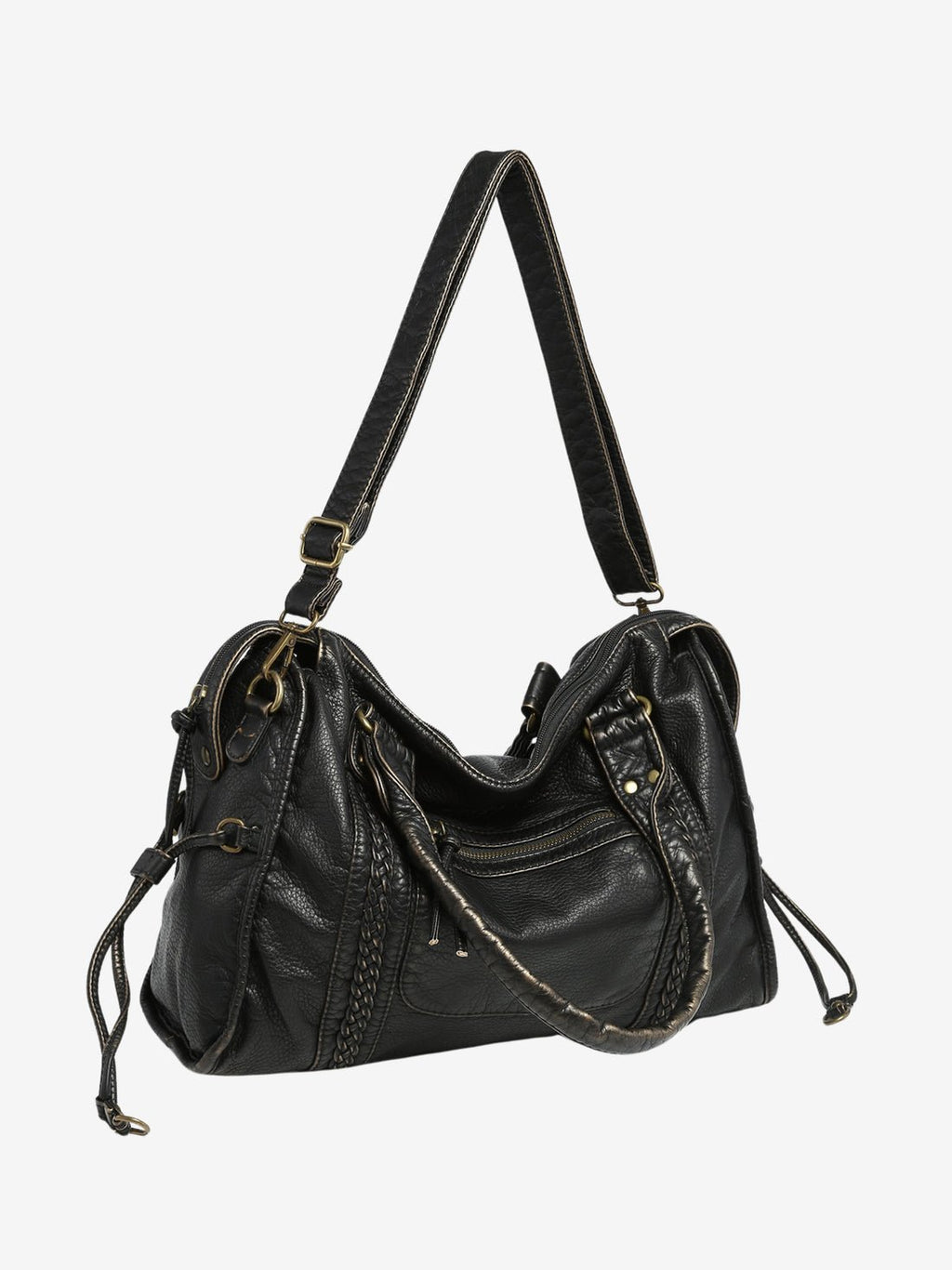 Bolso de Hombro Tejido en Cuero Vegano