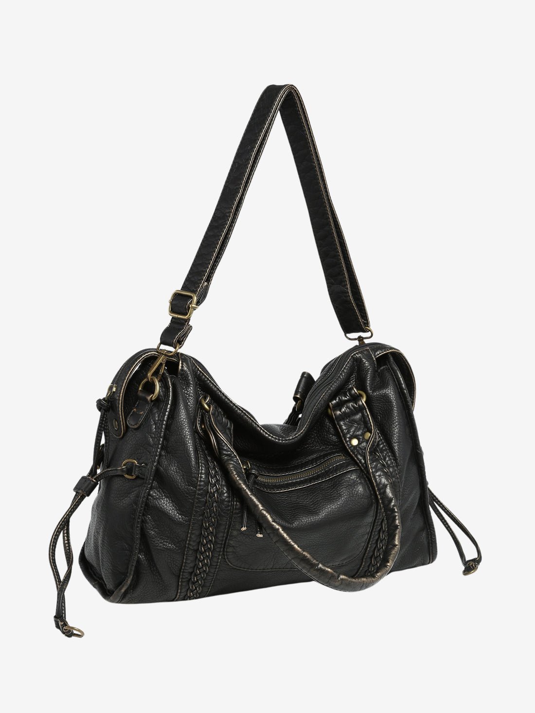 Bolso de Hombro Tejido en Cuero Vegano